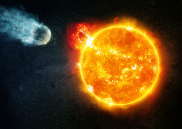 This illustration shows radiation from flares from a red dwarf star like Barnard’s star eroding the atmosphere of an orbiting, rocky planet. Image credit: NASA / CXC / M. Weis.
