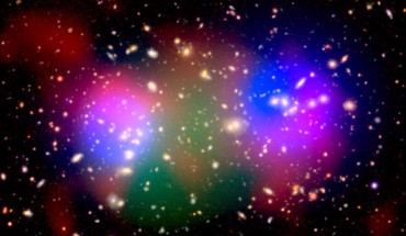 This composite image shows the galaxy cluster HSC J023336-053022, also known as ACT-CL J0233.6-0530 or XLSSC 105. Image credit: Green Bank Observatory / National Science Foundation / Subaru Telescope / National Astronomical Observatory of Japan / HSC-SSP Collaboration / ESA / XMM-Newton / XXL Survey Consortium.