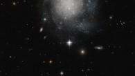 This Hubble image shows the spiral galaxy UGC 12588. The color image was made from separate exposures taken in the visible region of the spectrum with Hubble’s Advanced Camera for Surveys (ACS). Two filters were used to sample various wavelengths. The color results from assigning different hues to each monochromatic image associated with an individual filter. Image credit: NASA / ESA / Hubble / R. Tully / Gagandeep Anand.