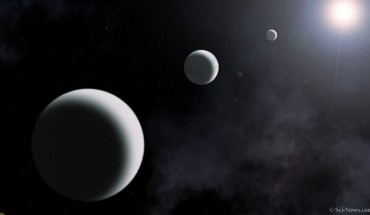 An artist’s impression of the planetary system LHS 1140. Image credit: Sci-News.com.