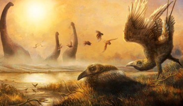 Falcatakely forsterae amidst non-avian dinosaurs and other animals from the Late Cretaceous of Madagascar. Image credit: Mark Witton.