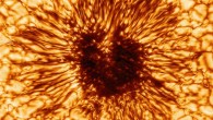 This image of a sunspot was taken on January 28, 2020 by NSF’s Inouye Solar Telescope’s Wave Front Correction context viewer. The image reveals striking details of the sunspot’s structure as seen at the Sun’s surface. The sunspot is sculpted by a convergence of intense magnetic fields and hot gas boiling up from below. This image uses a warm palette of red and orange, but the context viewer took this sunspot image at the wavelength of 530 nm -- in the greenish-yellow part of the visible spectrum. Image credit: NSO / AURA / NSF.