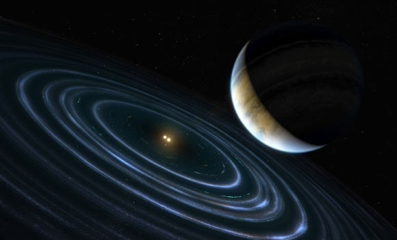 HD 106906b occupies an unlikely orbit around a double star 336 light-years away and it may be offering clues to something that might be much closer to home: a hypothesized distant member of our Solar System dubbed Planet Nine. Image credit: NASA / ESA / Hubble / M. Kornmesser.
