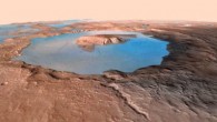 Rendering of Gale Lake some 3.5 billion years ago, when Mars was warmer and much wetter. Image credit: Evan Williams / NASA / Mars Reconnaissance Orbiter HIRISE project.