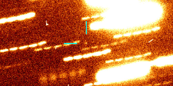 This image, taken with the Hyper Suprime-Cam on the Subaru Telescope, shows the near-Earth asteroid 1998 KY26. Image credit: National Astronomical Observatory of Japan.