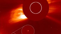 This image, taken by the LASCO C2 camera on SOHO, shows comet C/2020 X3 in the bottom left-hand corner. Image credit: NASA / ESA / SOHO.