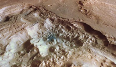 Perspective view of chaotic terrain in Pyrrhae Regio, Mars. Image credit: ESA / DLR / FU Berlin / CC BY-SA 3.0 IGO.