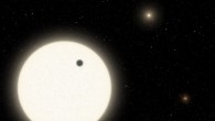 This illustration shows KOI-5Ab transiting across the face of the Sun-like star KOI-5A. Image credit: Caltech / R. Hurt, Infrared Processing and Analysis Center.