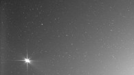This image was captured on November 18, 2020, by the SoloHI camera on board Solar Orbiter. Venus (left), Earth (middle), and Mars (right) are visible in the foreground. Stars are visible in the background, appearing to move in Solar Orbiter’s recording while the spacecraft travels around the Sun. The Sun is located on the right, outside the video frame. Image credit: ESA / NASA / Solar Orbiter / SoloHI Team / U.S. Naval Research Laboratory.