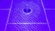 Lab experiment using water tank simulation to demonstrate backreaction in an analogue black hole. Image credit: University of Nottingham.