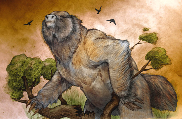 Life reconstruction of Megatherium. Image credit: Sebastián Rozadilla.