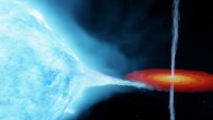An artist’s impression of the Cygnus X-1 binary system. Image credit: International Centre for Radio Astronomy Research.
