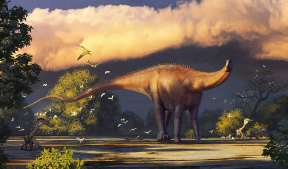 Life reconstruction of Dzharatitanis kingi. Image credit: Alexander Averianov.