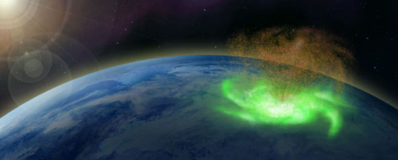 An artist’s impression of a space hurricane. Image credit: Qing-He Zhang, Shandong University.