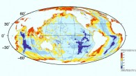 Global distribution of production rates of radiolytic hydrogen and radiolytic oxidants in marine sediment; rates are expressed in mol electron equivalents/cm2/year; in electron equivalents, water radiolysis produces hydrogen and oxidized chemicals at equal rates; although abyssal clay has a volumetric radiolytic production rate an order of magnitude higher than the volumetric rate for continental-margin sediment types, the sediment layer that blankets open-ocean regions is much thinner and consequently has much lower vertically integrated radiolytic production than the sediment of continental margins. Image credit: Sauvage et al., doi: 10.1038/s41467-021-21218-z.