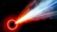 An artist’s illustration of a close-up view of a quasar and its jet, like the one in PJ352-52. Image credit: NASA / CXC / M. Weiss.