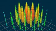 A visualization of the Glashow resonance event detected by IceCube. Image credit: IceCube Collaboration.