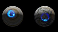 This illustration depicts ultraviolet polar aurorae on Jupiter and Earth. Image credit: NASA / JPL-Caltech / SwRI / UVS / STScI / MODIS / WIC / IMAGE / University of Liège.