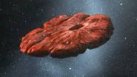 An artist’s impression of ‘Oumuamua as a piece of nearly pure nitrogen ice. Image credit: William Hartmann / Arizona State University.