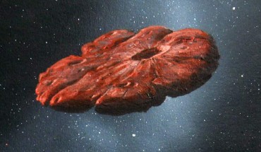 An artist’s impression of ‘Oumuamua as a piece of nearly pure nitrogen ice. Image credit: William Hartmann / Arizona State University.