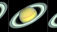 Hubble images of Saturn taken in 2018, 2019, and 2020 as the planet’s northern hemisphere summer transitions to fall. Image credit: NASA / ESA / STScI / A. Simon / R. Roth.