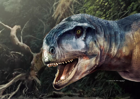 Life reconstruction of Llukalkan aliocranianus. Image credit: Jorge Blanco.