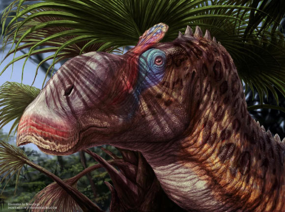 Life restoration of Ornatops incantatus. Illustration by Brian Engh - http://dontmesswithdinosaurs.com, commissioned by Western Science Center.