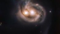 This image shows Markarian 739, a pair of merging galaxies some 425 million light-years away in the constellation of Leo. Image credit: ESO / Tubín et al., doi: 10.3847/1538-4357/abedba.