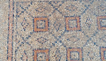 The 1,600-year-old mosaic uncovered at Tel Yavne, Israel. Image credit: Assaf Peretz, Israel Antiquities Authority.