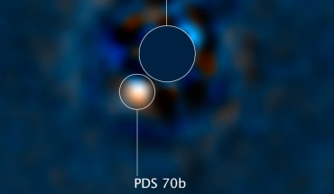 This Hubble image shows the young exoplanet PDS 70b. Image credit: Joseph DePasquale, STScI.
