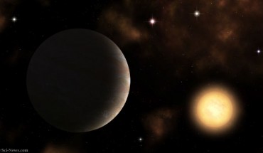An artist’s impression of the sub-Neptune exoplanet TOI-220b and its host star. Image credit: Sci-News.com.