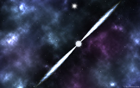An artist’s impression of a pulsar. Image credit: Sci-News.com.
