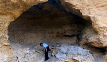 Coxcatlan Cave, a rock shelter located within the southern portion of the Tehuacan Valley in Mexico. Image credit: Andrew Somerville.