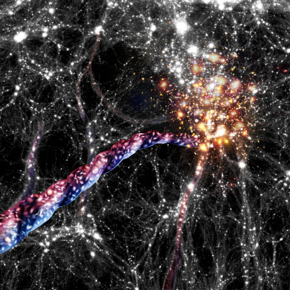 An artist’s impression of cosmic filaments. Image credit: A. Khalatyan/ J. Fohlmeister / Leibniz-Institut für Astrophysik Potsdam.