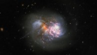 This Hubble image shows the interacting galaxy system IC 1623. The color image is made up of observations from Hubble’s Wide Field Camera 3 (WFC3) in the ultraviolet, infrared, and optical parts of the spectrum. It is based on data obtained through eight filters. The color results from assigning different hues to each monochromatic image associated with an individual filter. Image credit: NASA / ESA / Hubble / R. Chandar.