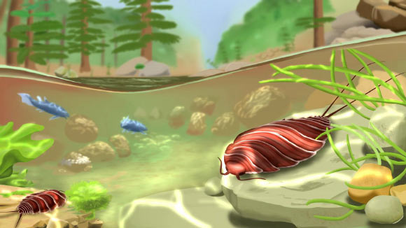 Oxyuropoda ligioides in its 365-million-year-old continental environment (Kiltorcan, Kilkenny, Ireland). Image credit: Diane Dabir Moghaddam.