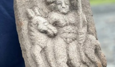 The ancient sandstone relief found at Vindolanda, England. Image credit: Vindolanda Trust.