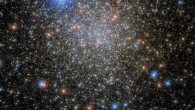 This Hubble image shows NGC 6380, a globular cluster some 35,500 light-years away in the constellation of Scorpius. The very bright star at the top of the image is HD 159073, which is only around 4,000 light-years from Earth. The color image was made from separate exposures taken in the visible and near-infrared regions of the spectrum with Hubble’s Wide Field Camera 3 (WFC3). Three filters were used to sample various wavelengths. The color results from assigning different hues to each monochromatic image associated with an individual filter. Image credit: NASA / ESA / Hubble / E. Noyola.