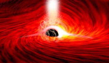 Wilkins et al. observed bright flares of X-ray emissions, produced as gas falls into a supermassive black hole in I Zwicky 1; the flares echoed off of the gas falling into the black hole, and as the flares were subsiding, short flashes of X-rays were seen -- corresponding to the reflection of the flares from the far side of the disk, bent around the black hole by its strong gravitational field. Image credit: Dan Wilkins.