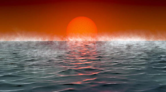 An artist’s impression of a Hycean planet. Image credit: Amanda Smith, University of Cambridge.