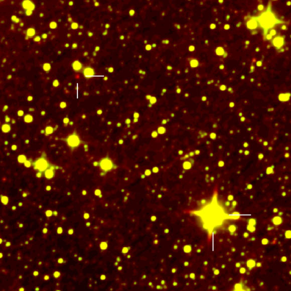 This image shows COCONUTS-2b (left) and its host star, COCONUTS-2A (right). Image credit: Zhang et al., doi: 10.3847/2041-8213/ac1123.