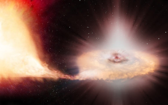 An artist’s impression of a thermonuclear supernova event. Image credit: ESA / ATG Medialab / C. Carreau.