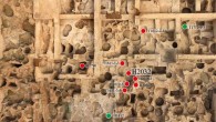 Spatial distribution of the minting remains in the Guanzhuang foundry’s excavation area: red dots: deposit with clay moulds; green dots: deposits with fragments of finished spade coins. Image credit: Z. Qu / H. Zhao.