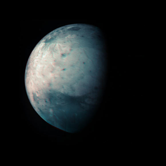 This infrared view of Ganymede was obtained by the JIRAM instrument aboard NASA’s Juno spacecraft during the July 20, 2021 flyby. Image credit: NASA / JPL-Caltech / SwRI / ASI / INAF / JIRAM.