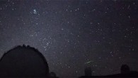 On July 14, 2021, the Subaru Telescope captured more than a dozen meteors streaming from the same direction within a 10-second window. Image credit: Subaru Telescope / National Astronomical Observatory of Japan / Asahi Shimbun Company.