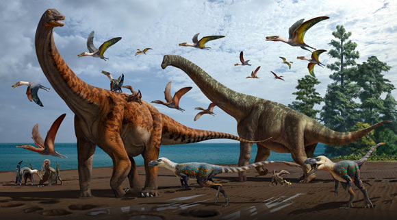 Life reconstruction of Silutitan sinensis (left) and Hamititan xinjiangensis (right). Image credit: Chuang Zhao & Xiaolin Wang.
