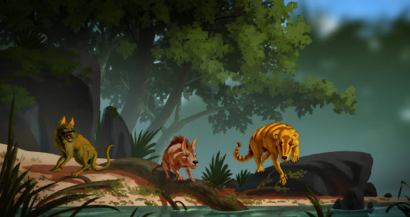 Left to right: Conacodon hettingeri, Miniconus jeanninae, and Beornus honeyi. Image credit: Banana Art Studio.