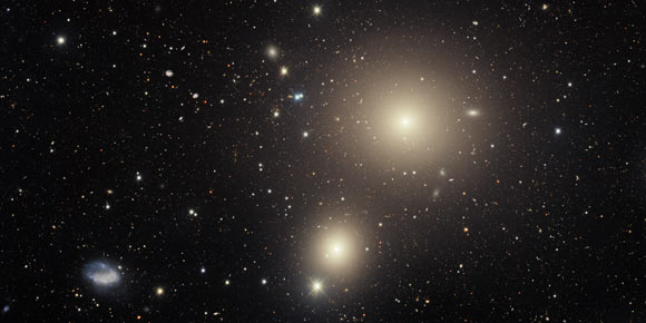 Members of the Fornax Cluster fill this image from the Dark Energy Camera on the Víctor M. Blanco 4-m Telescope at Cerro Tololo Inter-American Observatory. Image credit: CTIO / NOIRLab / DOE / NSF / AURA / T.A. Rector, University of Alaska Anchorage & NSF’s NOIRLab / J. Miller, Gemini Observatory & NSF’s NOIRLab / M. Zamani, NSF’s NOIRLab / D. de Martin, NSF’s NOIRLab.