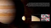 Water vapor is present in the atmosphere of Jupiter’s icy moon Europa. Image credit: NASA / ESA / Hubble / J. da Silva.