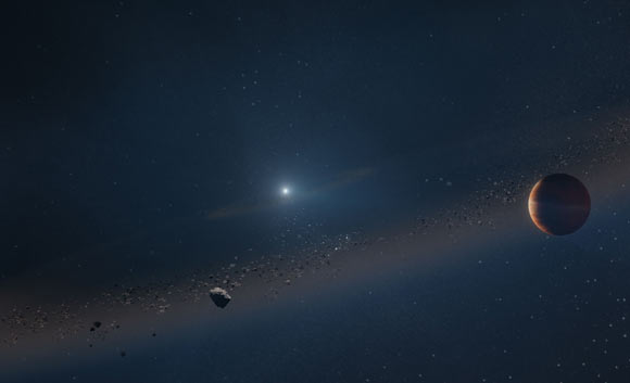 An artist’s rendition of the MOA-2010-BLG-477Lb exoplanet and its white-dwarf host. Image credit: W.M. Keck Observatory / Adam Makarenko.